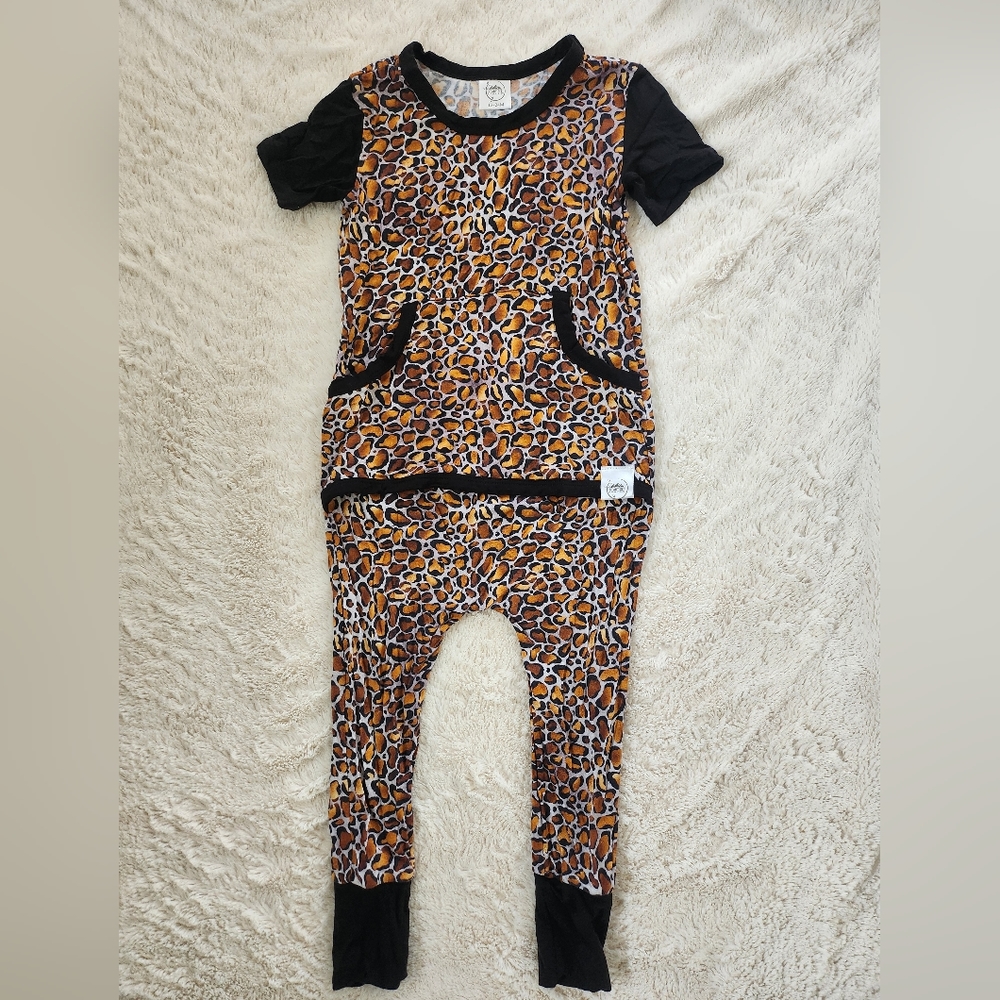 Ready Set Romper- Front Opening Romper in Leopard King